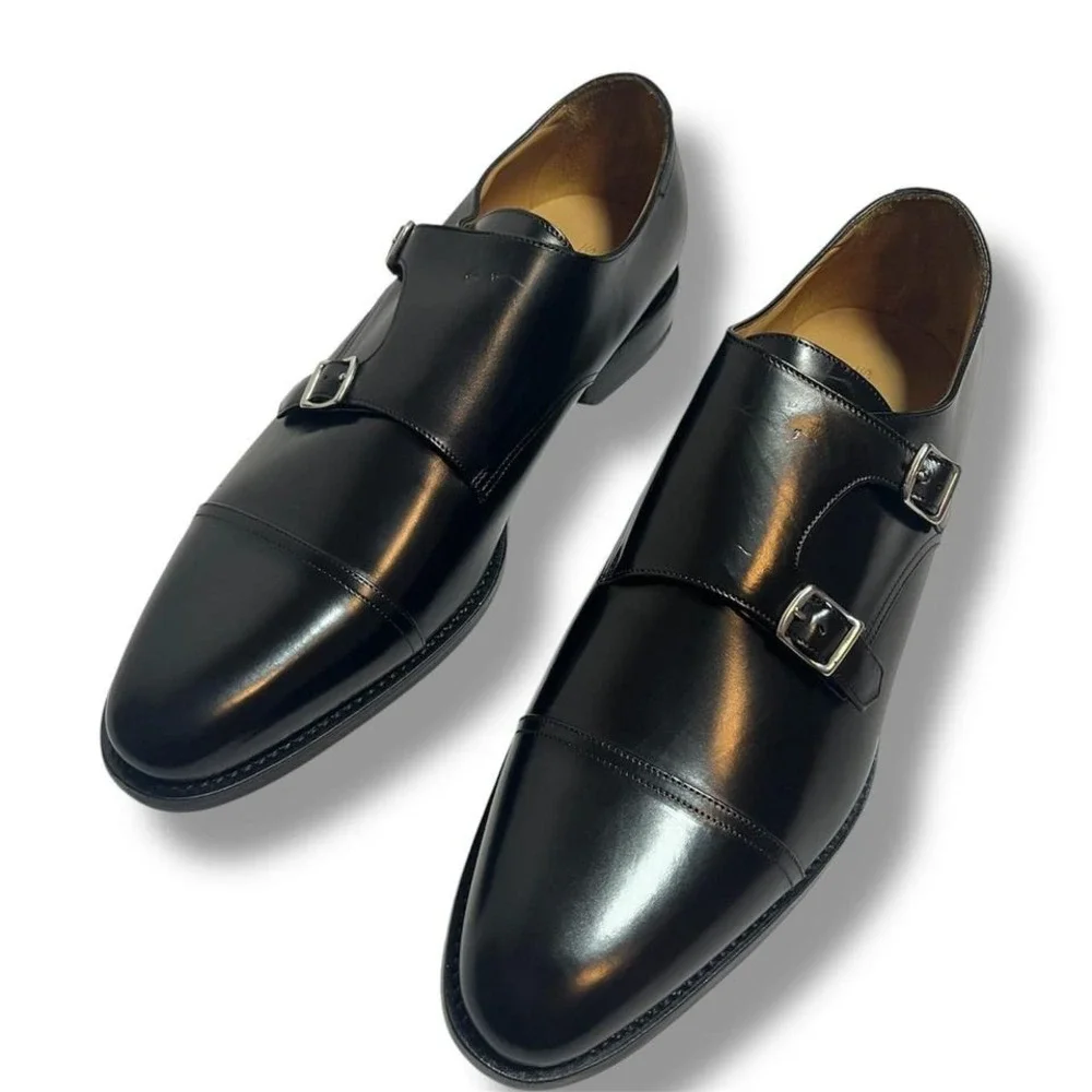 Men Suitsupply Black Double Monk Strap Leather Size EU46 UK12 US13 - Picture 1 of 8